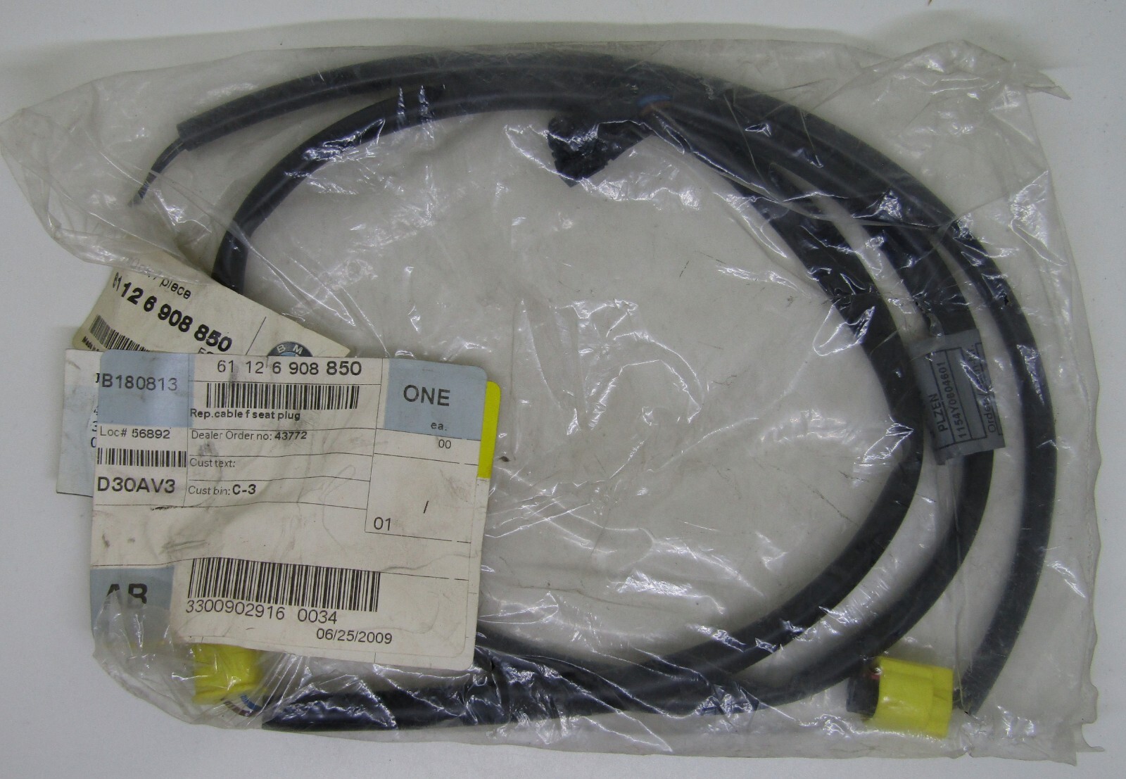 NEW GENUINE BMW OEM FRONT SEAT PLUG CABLE PART NO. 61 12 6