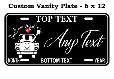 Just Married Newly Weds Personalized License Plate Fits Auto ATV Motorcycle Bike