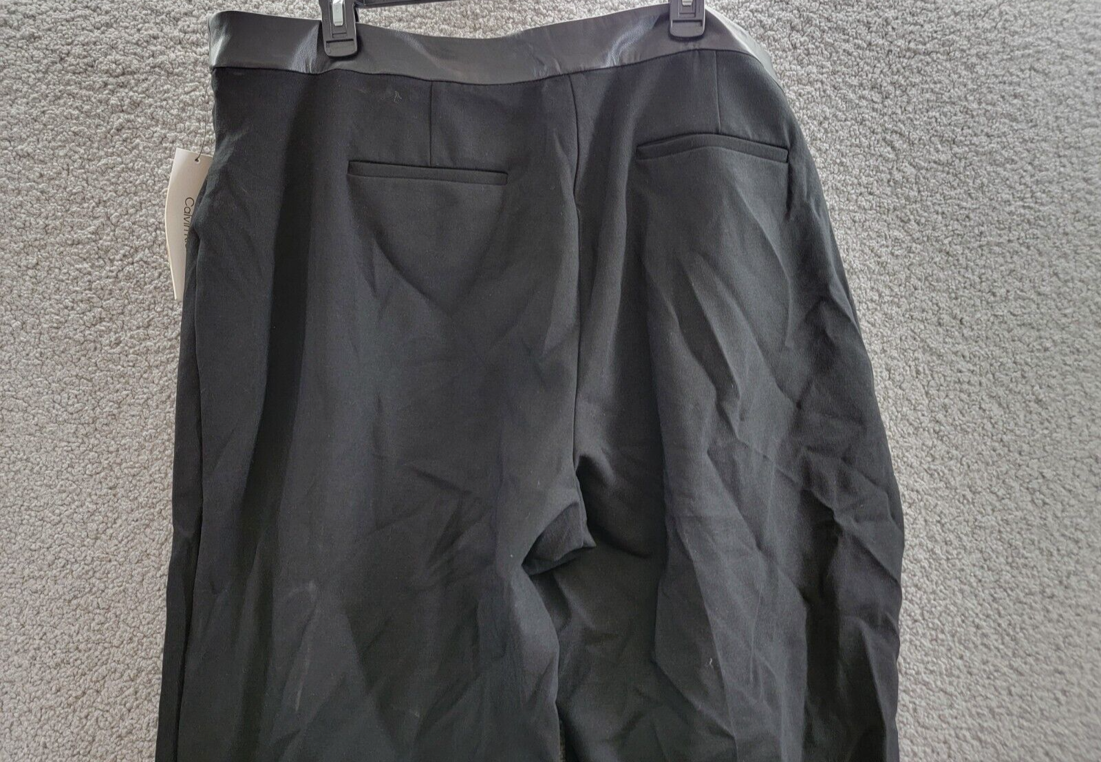 Calvin Klein Plus High-Rise Faux Leather-Waist Pants Women's 20W Black Solid - Picture 12 of 17