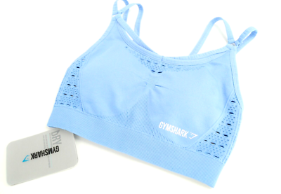 GYMSHARK Energy+ XS Women Sport Bra Malibu Blue Seamless