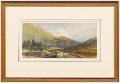 19th Century Watercolour - Looking to the Mountain Tops