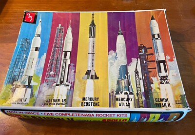 AMT #700-06 Man In Space 5 Complete Rocket Kits Saturn V Apollo Craft 1:200 NISB