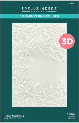 Spellbinders 3D Embossing Folder 5.5''x8.5''-Holiday Floral Swag