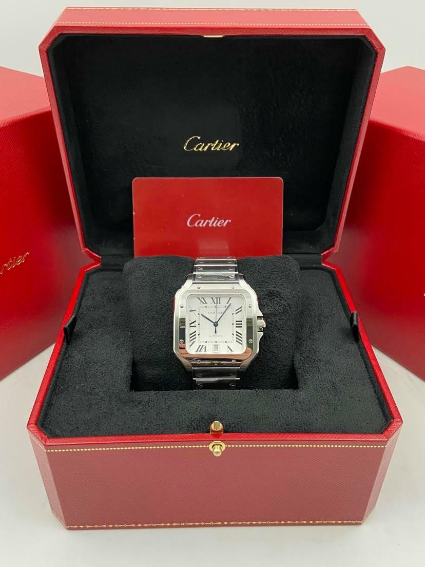 Pre-owned Cartier Santos White Dial Large Size Wssa0018 Unworn 2023