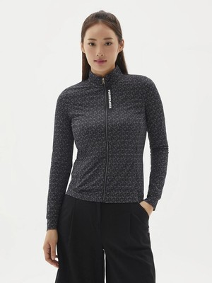 Genuine PEARLY GATES GOLF Womens Logo Pattern Cool Zip-up T-Shirt 