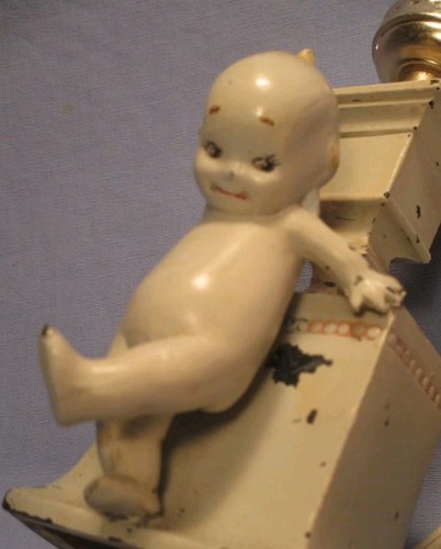 Rare HTF Adorable Antique Cast Metal Kewpie Lamp