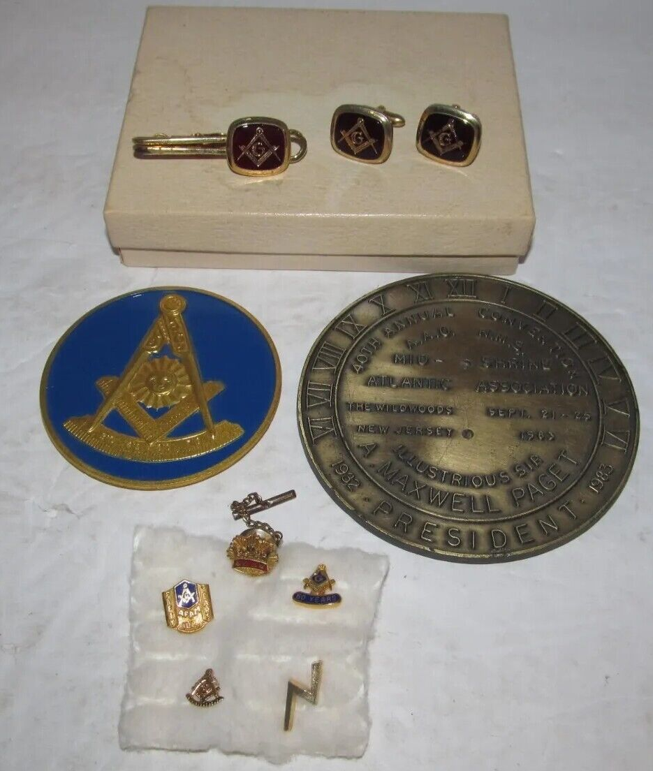 ▪️50’s【FREE MASONRY】ACCSESSORIES Freemasons Masonic 50 and 60 Years Service Pins Cuff Links