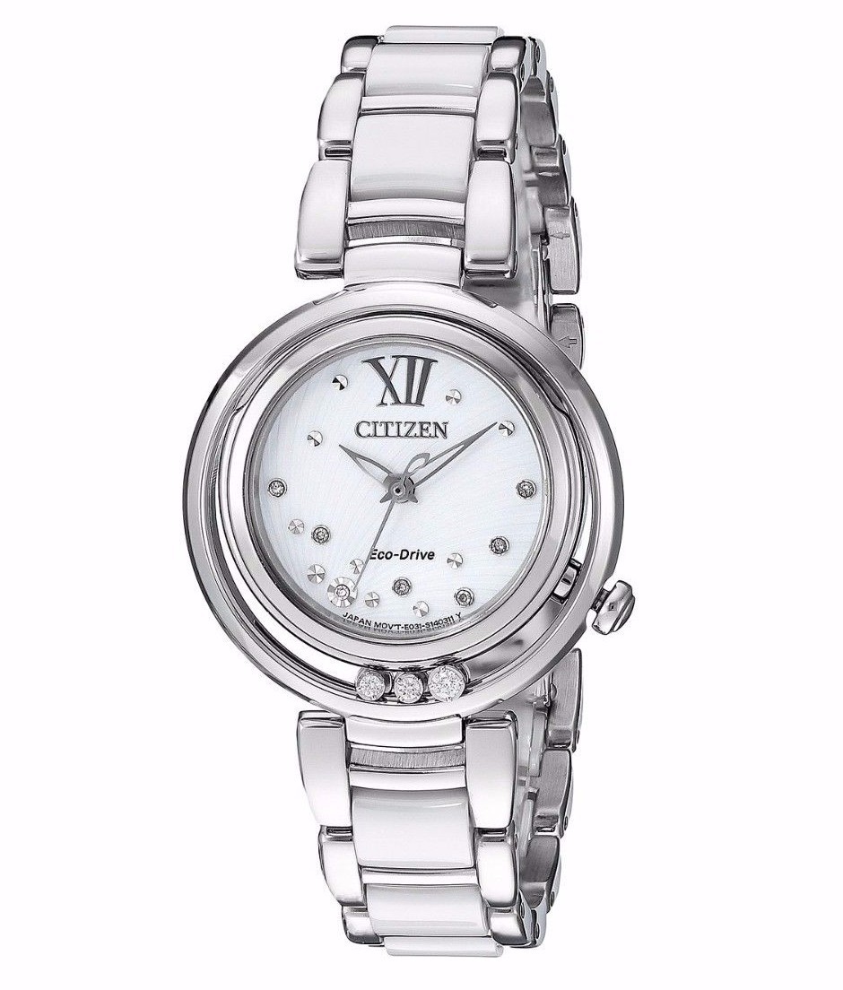 Citizen Women'S Em0320-83a Sunrise Diamond Accents Silver Bracelet Dress Watch