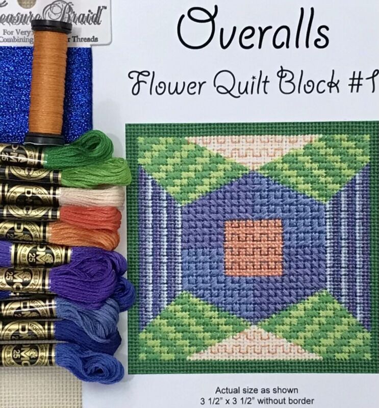 Susan Jones Finger Step Designs counted canvas kit Flower Quilt Block #1