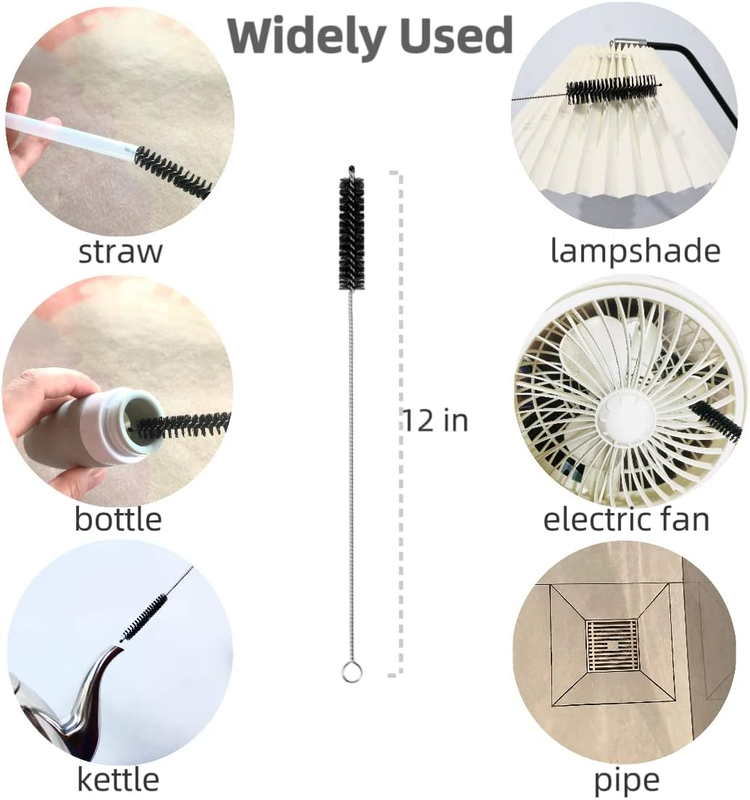 Straw Cleaner Brush Extend 12 inch, Wide 4 8 10 12 16mm diam Drink Straw Cleaner