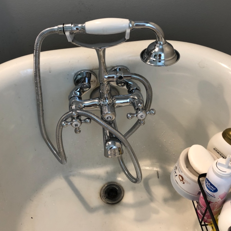 Wasserrhythm Clawfoot Tub Faucet with Shower Diverter Victorian Polished Chrome