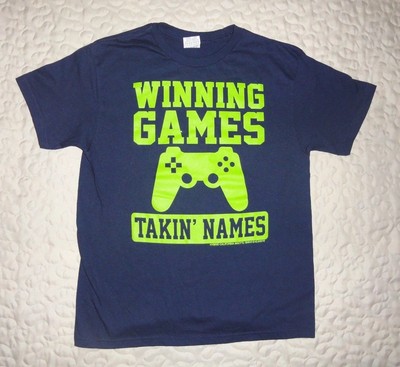 Big Boys Gaming Tshirts Blue Winning Games Takin39 Names sz Small Nintendo Sega