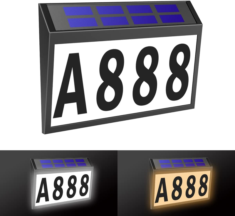 House Numbers Light up Solar Powered LED Sign Plaque 3000K Warm & 6000K White Ou