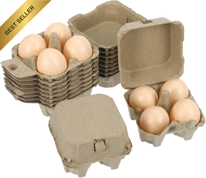 Fridge Egg Holder Pulp 4 Count Cardboard Quail Egg Tray 10 Pack Egg Storage Cart