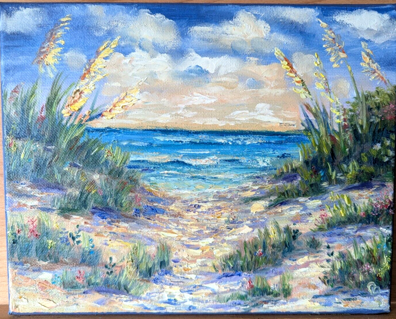 ORIGINAL OIL impasto Painting Hamptons Dune, New York  10"x 8" by Olga Diduh