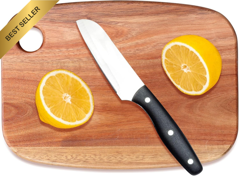 Acacia Wood Chopping Board Small with Hole Handle Kitchen Cutting Board for Pizz