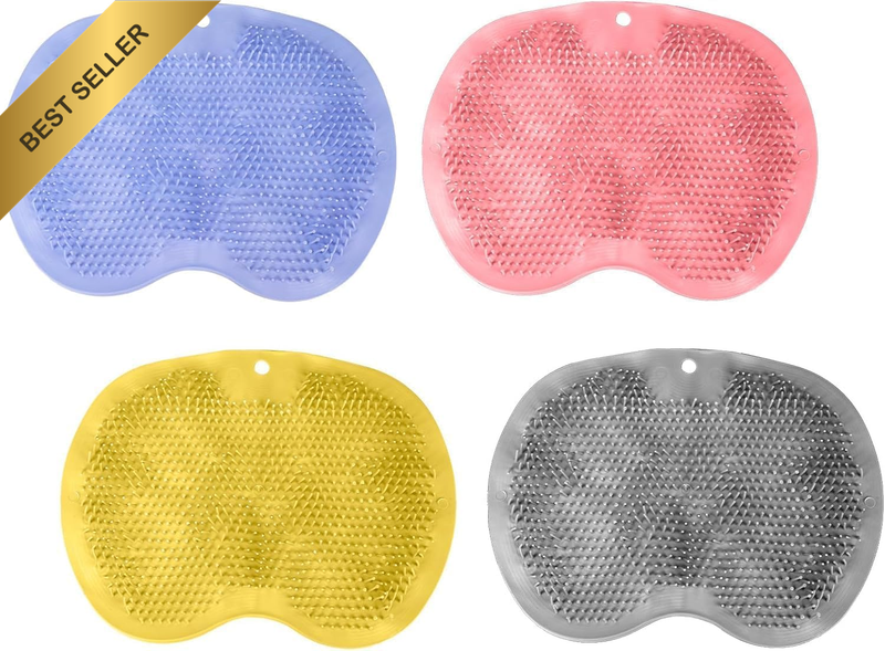 4 Pcs Foot Scrubbers for Use in Shower, Wall Mounted Back Scrubber Silicone, Bat