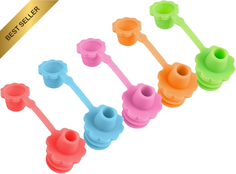 5Pcs Water Bottle Protective Cap, Spill-Proof Silicone Cover & Leak-Proof Lid fo