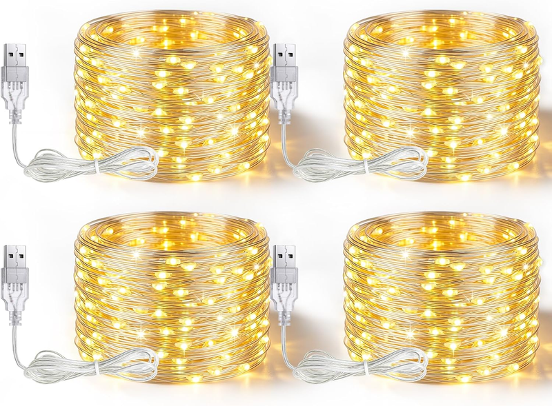 Btfarm 4 Stück Lichterkette Innen USB, 5M 50 LED Warmweiß