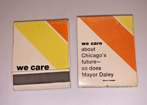 2 - 1971 CHICAGO MAYOR RICHARD J. DALEY "WE CARE" Unused Matchbook