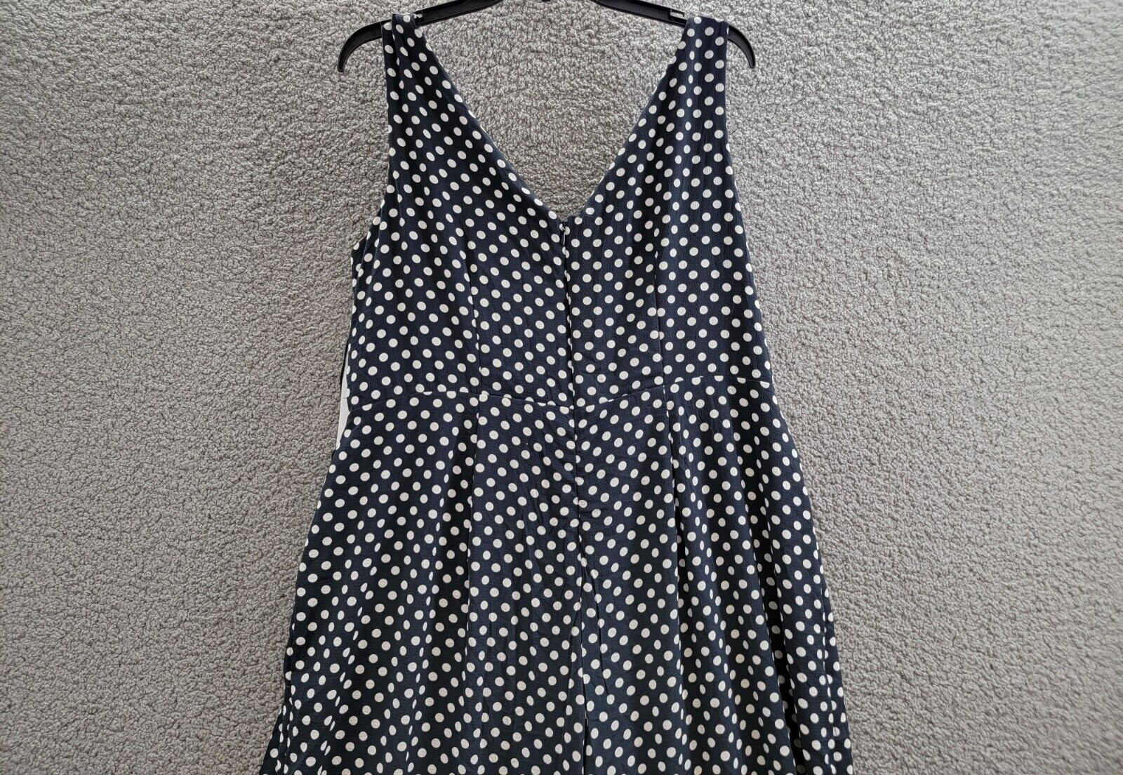 London Times Plus Polka-Dot Crepe Jumpsuit Women's 16W Navy/White Surplice Neck - Picture 11 of 17