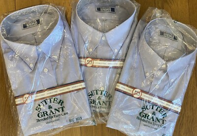 GREAT VALUE!! Lot of 3 Sutter & Grant Wrinkle Free Dress Shirt 18x34 Big NWT