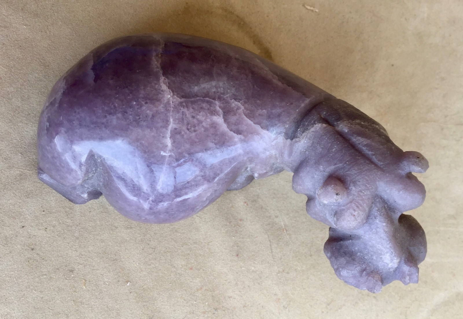 Lepidolite Hippo Carving 6