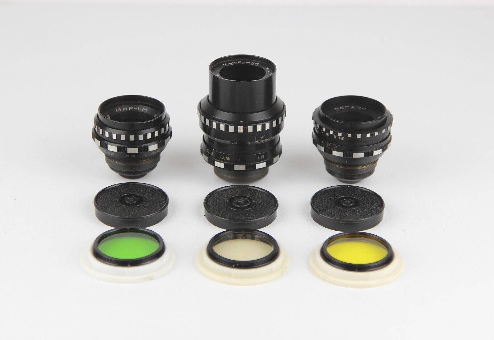 Lens Vintage Soviet Set 3 pcs Black Magic Tair-41 Vega-7 Mir Lens Vintage Soviet Set 3 pcs Black Magic Tair-41 Vega-7 Mir