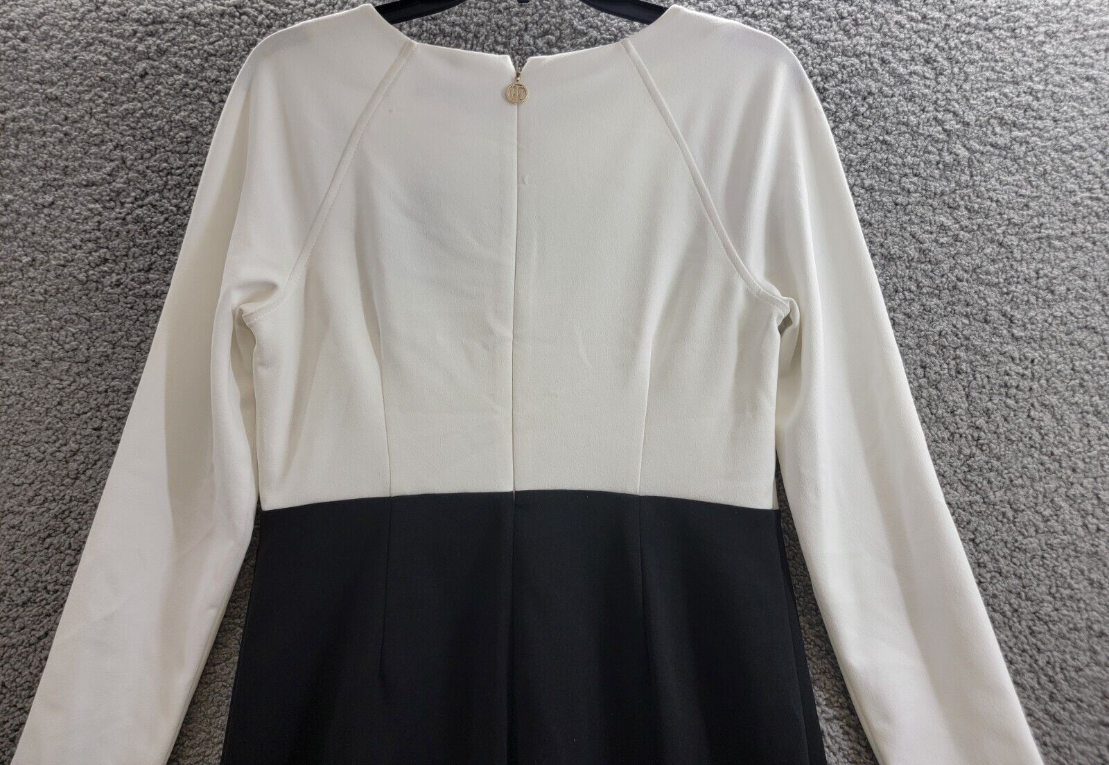 Tommy Hilfiger Keyhole-Neck Sheath Dress Women's 8 Cream/Black Zip Closure L/S - Picture 11 of 17