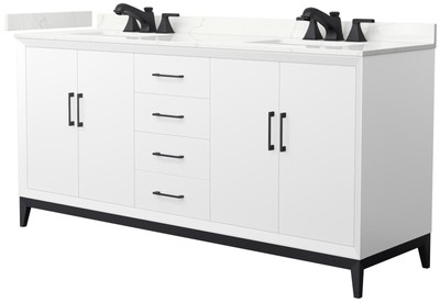 Wyndham Collection WCH818172D-QTZ-US3MXX Amici 72'' - White / Giotto Quartz Top /