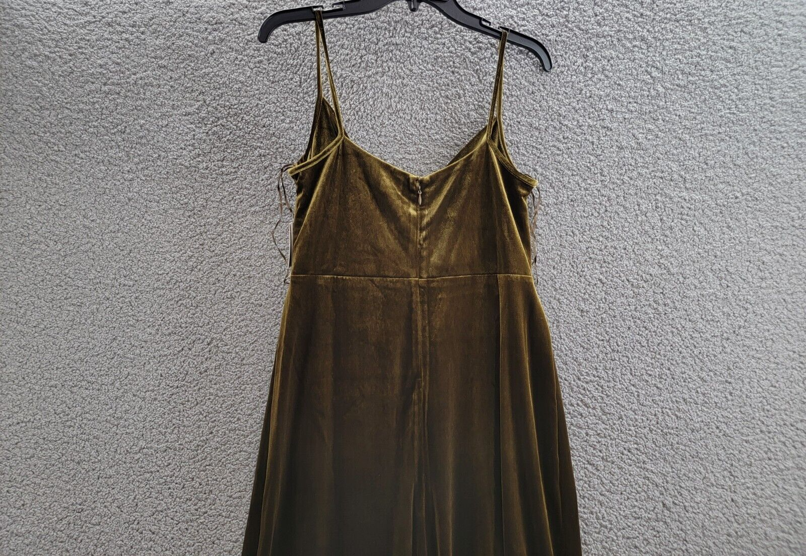 Taylor Petite Cowl-Neck Sleeveless Midi Velvet Dress Women's 8P Olive Back Zip~ - Picture 10 of 16