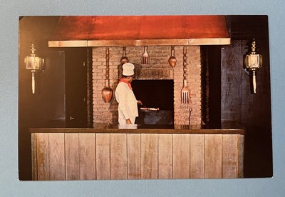 WACO Texas TX Vintage Postcard Black Angus Restaurant chef brick oven interior