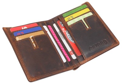 Vintage Leather Mens Slim Bifold Wallet RFID Blocking Credit Card Holder Wallets