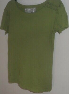 NWOT Lilith France ~Art to Wear ~ Bio Co Olive Tiny Rib Stretchy Jersey Tee ~ LL