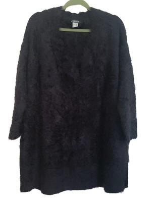 Venus Black Fuzzy Cozy V- Neck Tunic Sweater Size 2X ''Runs Big'' Read MEASUREMENT