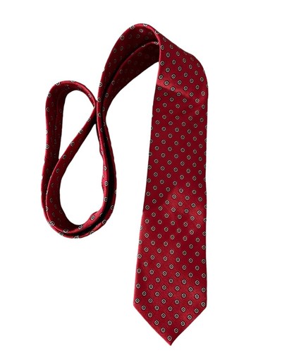 Lands' End 100% Silk Red Black And White Polka Dots Tie 57.5