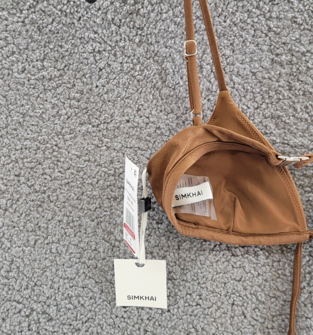 Simkhai Harlen Tie Front Bikini Top Women's XS Bronze Solid Back Clasp Closure - Picture 10 of 13