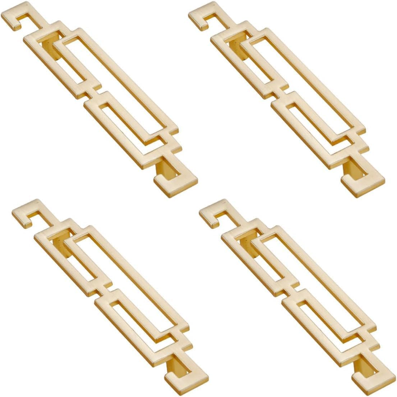 4Pack Art Deco Drawer Pulls Chinese Hollow Gold Handle Zinc Alloy Cabinet Handle