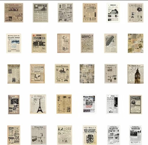 10pcs Small Vintage/Graffiti Newspaper Stickers.  Scrapbooking, Journaling