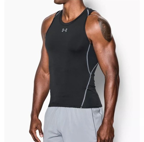 Under Armour HeatGear armour Compression Tank Top Man XL Black Colorway!