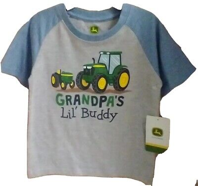 NEW John Deere Toddler Gray Blue Grandpa's Lil' Buddy T-Shirt Sizes 2T 