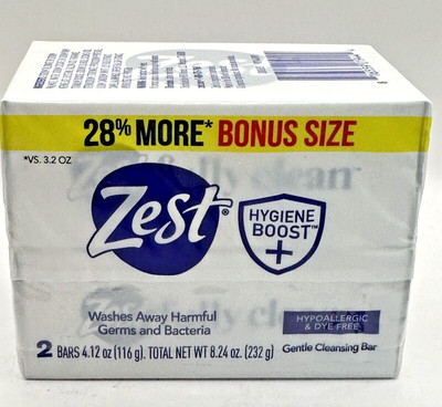 Zest Hygiene Boost Hypoallerginic & Dye Free Soap 2 Pack Bonus Size NEW