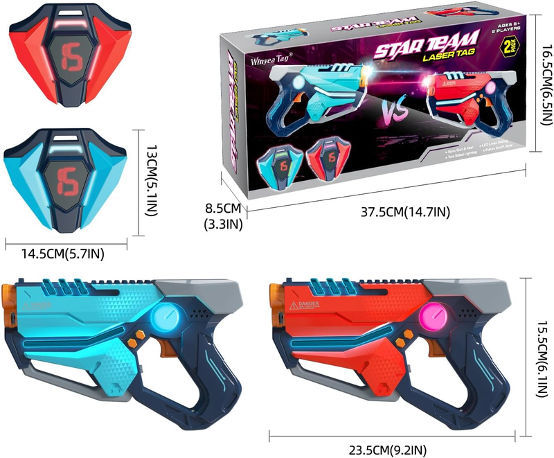 2 Pcs Lazer Tag Game with LED Score Display Vests for Kids,Teens & Adults Birthd
