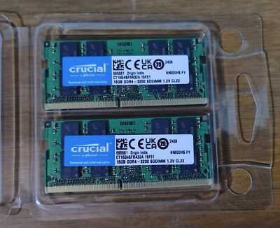 Crucial DDR4-3200 SODIMM 32GB KIT 2×16GB Amazon.com: Crucial RAM 32GB Kit (16GBx2) DDR4 3200MHz CL22