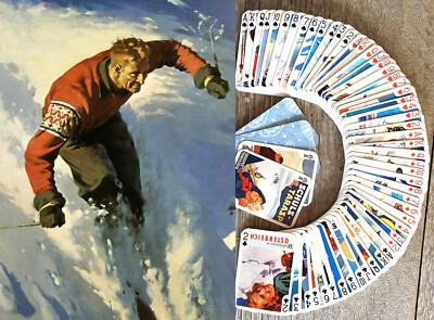 Playing Cards (Poker Deck 54 Cards) Vintage Skiing Winter Travel Posters 090