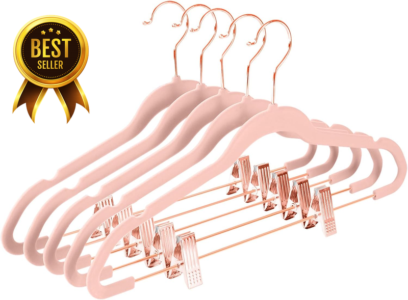 30-Pack Blush-Pink Velvet Non-Slip Pants and Skirt Hangers