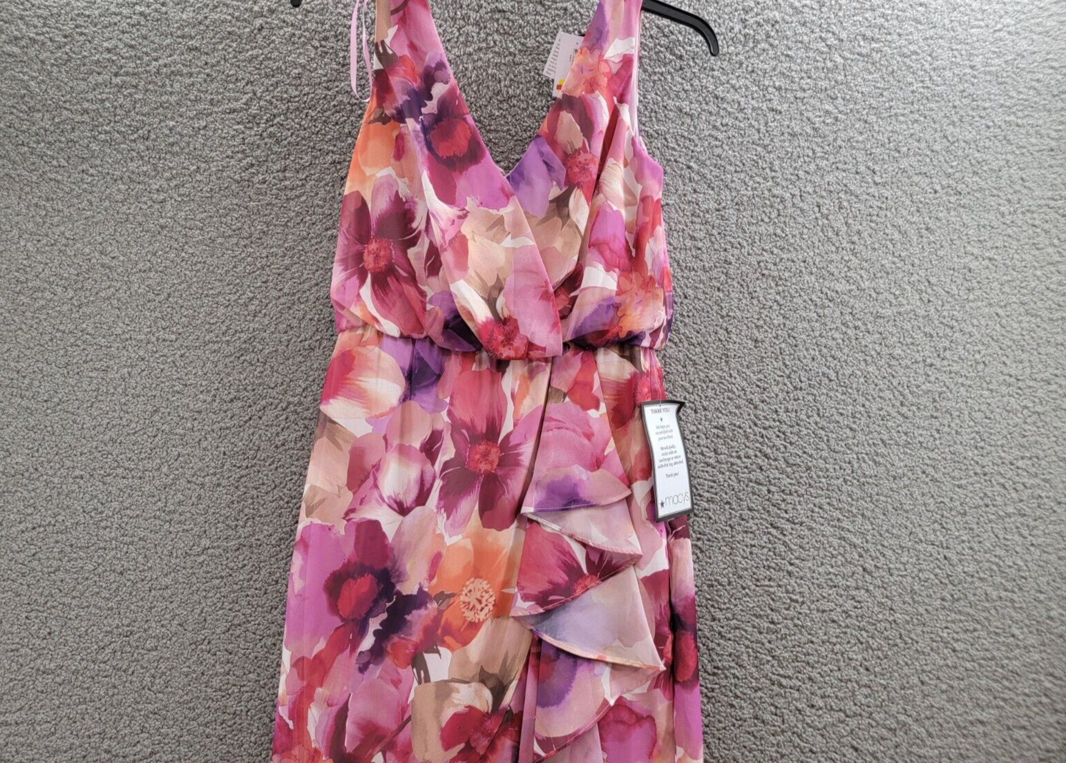 X by XSCAPE Floral Blouson Midi Dress Women's 6 Multi V-Neck Back Zip Closure - Picture 3 of 16