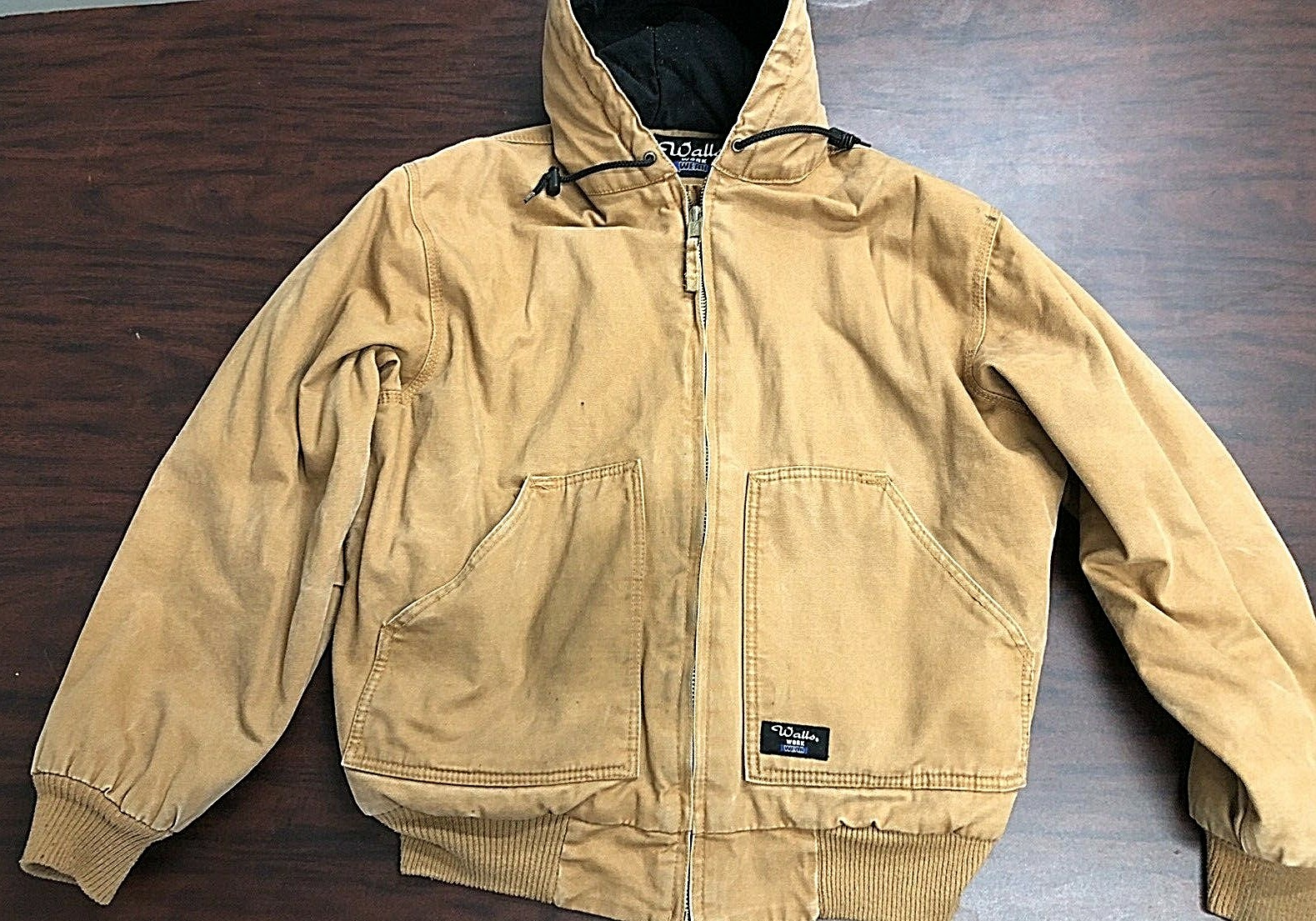 【90s】Wallo work wear zip up duck jacket Walls Work Wear Quilted Insulated Size Large Tall Hooded