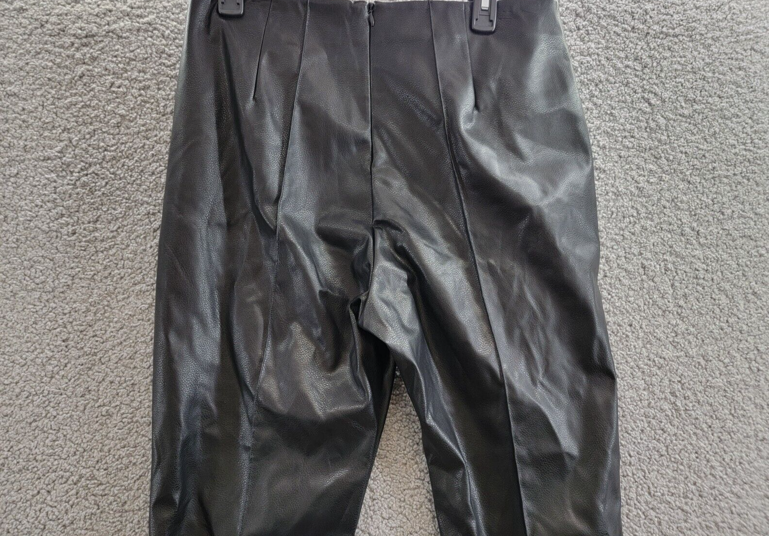 French Connection Claudia Faux-Leather Kick-Flare Pants Womens 10 Black Back Zip - Picture 12 of 17