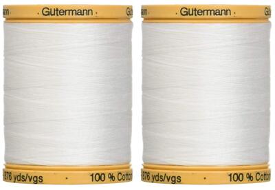 2-Pack - Gutermann Natural Cotton Thread Solids 876 Yards Each-White (800C 5709)